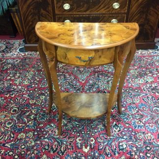 Vintage Burl Walnut Hall Table, Half Moon Table