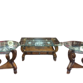 Vintage Coffee Table and End Table Set, Glass Top Table Set