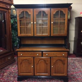 Vintage China Cabinet, Hitchcock Furniture, Black and Wood Cabinet