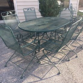 Vintage Satriani Style Patio Set, 6 Chairs, Green