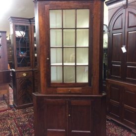 Antique, Cherry, Corner Cabinet,,Painted Interior