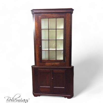 Lovely Antique Cherry Corner Cabinet with Painted Interior