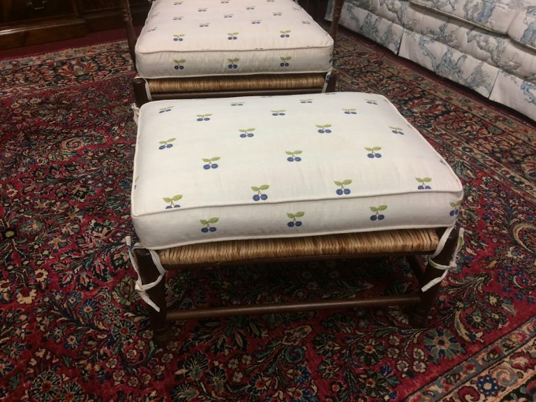 Vintage Ladder Back Chair and Ottoman, Blueberry Chair