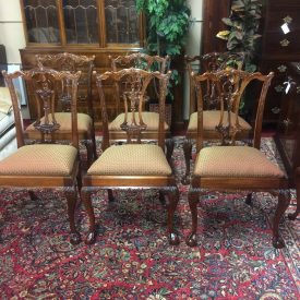 Vintage Dining Chairs, Chippendale Style Dining Chairs, Mahogany Chairs, Set of Six