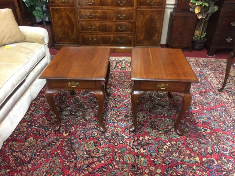 Vintage End Tables, Pair of Cherry End Tables, Colonial Furniture Company