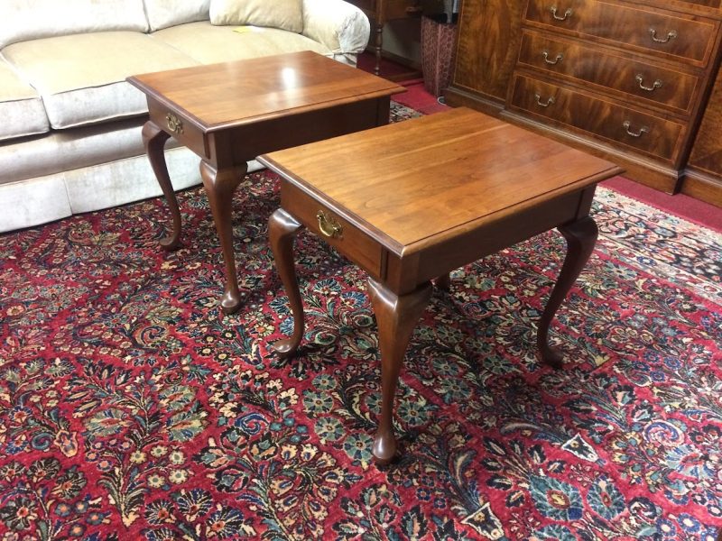 Vintage End Tables, Pair of Cherry End Tables, Colonial Furniture Company