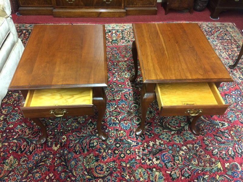 Vintage End Tables, Pair of Cherry End Tables, Colonial Furniture Company