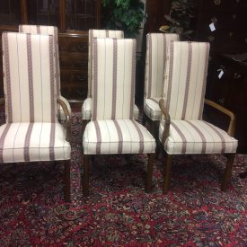 Upholstered Dining Chairs, Striped Dining Chairs, Vintage Chairs Set of Six