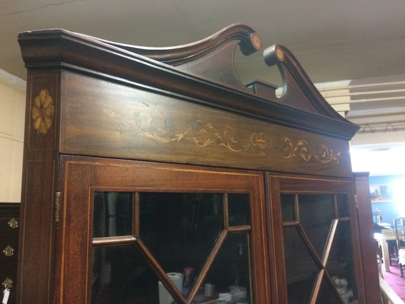 Antique Corner Cabinet, Inlaid Corner Cabinet, Federal Style