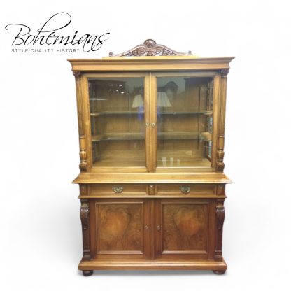 European Display Cabinet, Walnut Cabinet, Glass Top Cabinet