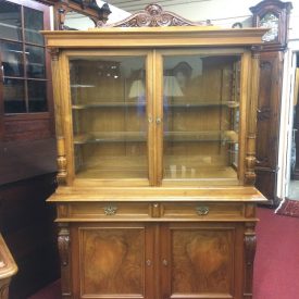 European Display Cabinet, Walnut Cabinet, Glass Top Cabinet