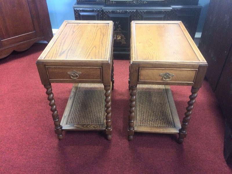 Vintage End Tables, Henredon Furniture, Barley Twist End Tables