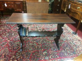 Antique Library Table, Console Table with Shelf, Mahogany Table