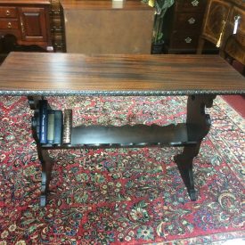 Antique Library Table, Console Table with Shelf, Mahogany Table