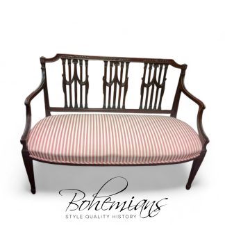 Vintage Settee, Hepplewhite Style Settee, Striped Bench