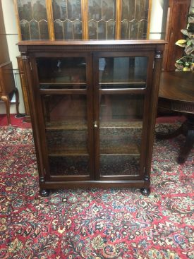 Vintage Bookcase with Glass Doors, Small Bookcase