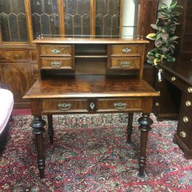 Antique English Desk, Burl Walnut Desk, 19th Century Desk