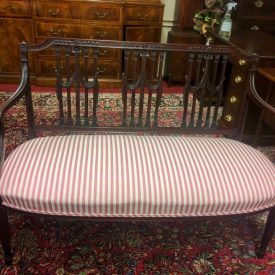 Vintage Settee, Hepplewhite Style Settee, Striped Bench