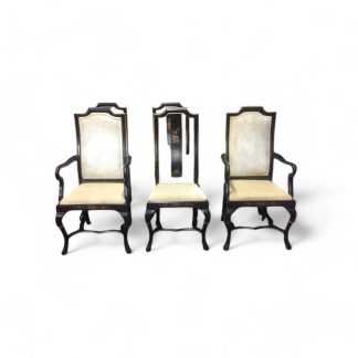 Vintage Chinoiserie Style Chairs, Oriental Style Dining Chairs, Set of Six