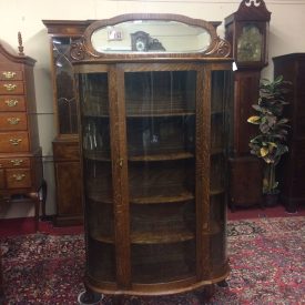 Antique China Cabinet, Oak Cabinet, Bowfront China Cabinet