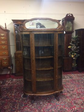 Antique China Cabinet, Oak Cabinet, Bowfront China Cabinet