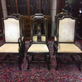 Vintage Chinoiserie Style Chairs, Oriental Style Dining Chairs, Set of Six