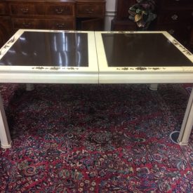 Vintage Chinoiserie Style Table, Dining Table with Leaf, Oriental Style Table