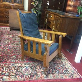 Antique Recliner, Oak Claw Foot Reclining Chair, Morris Style Chair