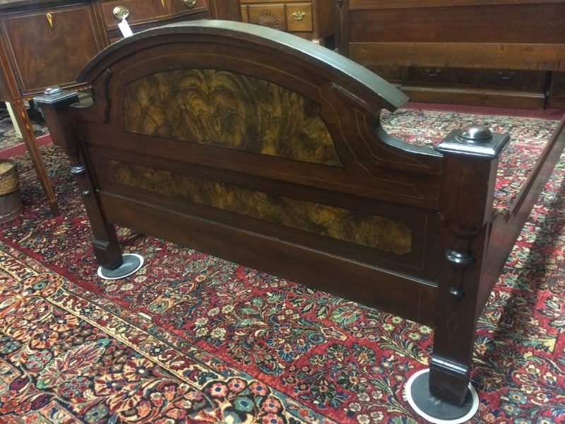 Antique Victorian Bed, Walnut and Paint Decorated Bed, Full Size Bed