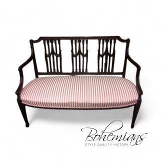 vintage striped mahony settee, sofa