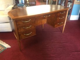 Vintage Demi Lune Desk, Mid Century Desk, Cherry Wood Desk