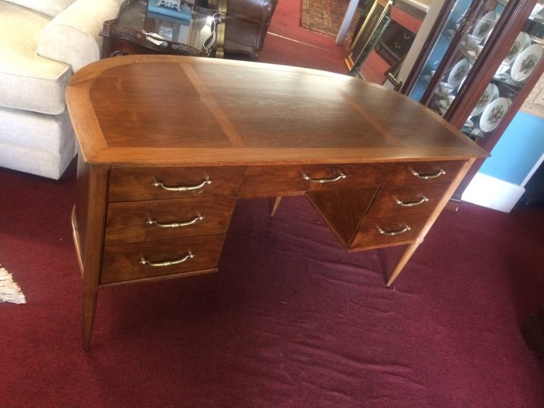 Vintage Demi Lune Desk, Mid Century Desk, Cherry Wood Desk