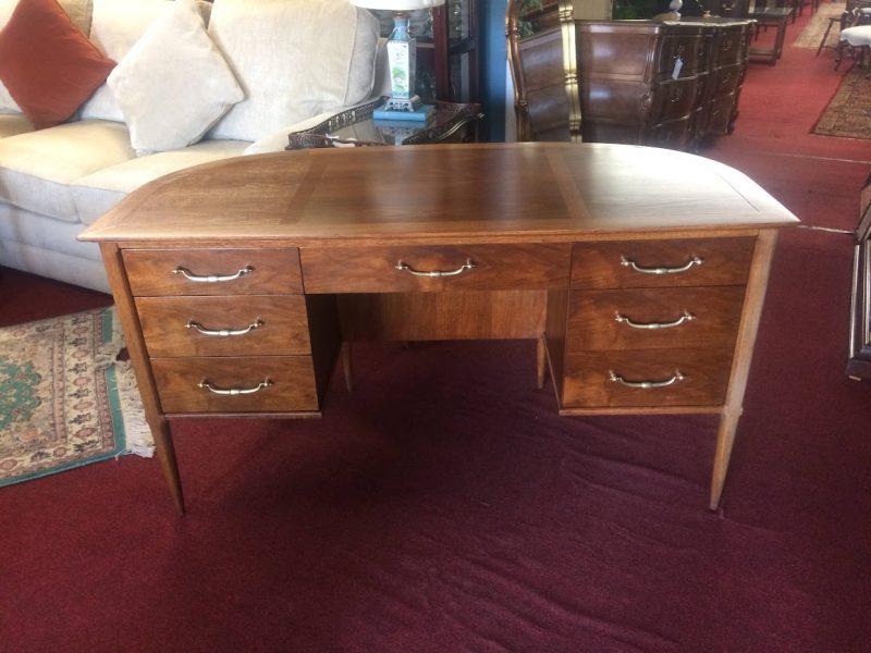 Vintage Demi Lune Desk, Mid Century Desk, Cherry Wood Desk