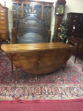 Vintage Cherry Drop Leaf Table, Round Drop Leaf Table, Large Gateleg Table