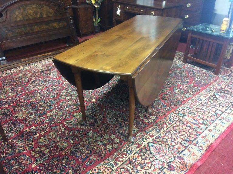 Vintage Cherry Drop Leaf Table, Round Drop Leaf Table, Large Gateleg Table