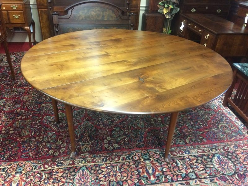 Vintage Cherry Drop Leaf Table, Round Drop Leaf Table, Large Gateleg Table