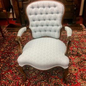 Vintage French Style Chair, Louis Chair, Light Blue Upholstered Chair