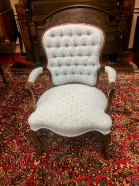 Vintage French Style Chair, Louis Chair, Light Blue Upholstered Chair