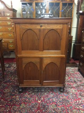 Antique Gothic Secretary Desk, Secretaire Abattant, Victorian Desk