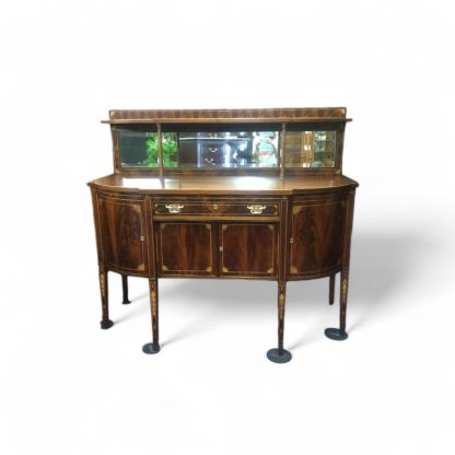 Antique Federal Style Sideboard, Annesly Furniture Co Buffet with Mirror, Mahogany Inlaid Server