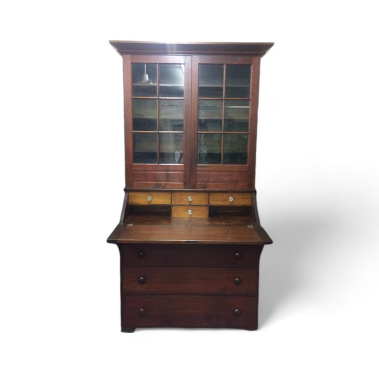 Antique Secretary Desk, Walnut Secretary Desk, Desk with Bookcase Top