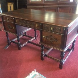 Antique Jacobean Desk, Partners Desk, Carved Antique Desk