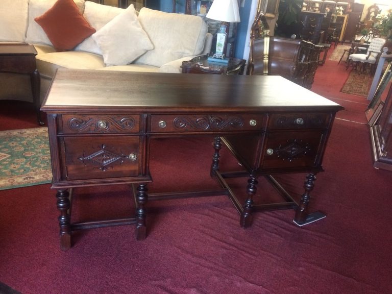 Antique Jacobean Desk, Partners Desk, Carved Antique Desk