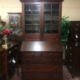 Antique Secretary Desk, Walnut Secretary Desk, Desk with Bookcase Top