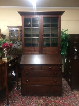 Antique Secretary Desk, Walnut Secretary Desk, Desk with Bookcase Top