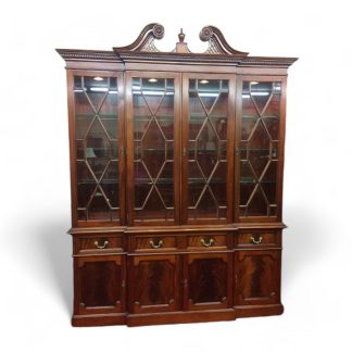 ntage Federal China Cabinet, Mahogany Breakfront, Lighted Breakfront