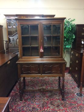 Antique Art Deco China Cabinet, Jacobean Cabinet, Bookcase Cabinet