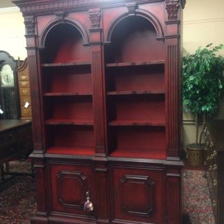 Vintage Bookshelf, Red Finish Bookcase, Large Bookcase Cabinet