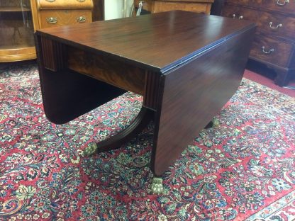 Antique Empire Table, Empire Drop Leaf Table with Brass Feet