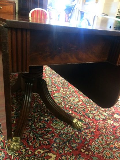 Antique Empire Table, Empire Drop Leaf Table with Brass Feet